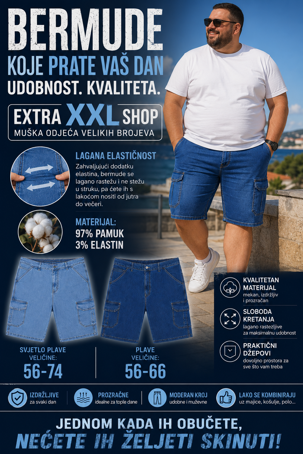 muske traper bermude veliki broj samo u extra xxl shopu