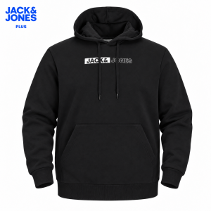JACK & JONES PLUS muška majica s kapuljačom – crna