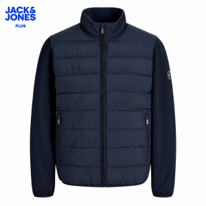 Mornarskoplava prošivena hibridna jakna.